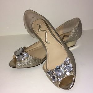 Nina champagne gemstone wedges